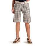  : Lee Jeans Women's Missy One True Fit Tomboy Bermuda, Mushroom Madras, 8 Medium