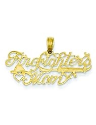 14K Gold Firefighters Mom Pendant