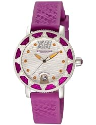 Stuhrling Original Womens 225R.1116Q2 Nautical Regatta Marina Sport Swiss Quartz Swarovski Silver Dial Purple Rubber Strap Watch