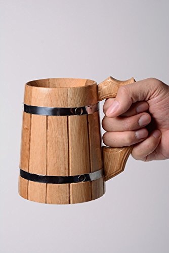 Imagen 2 de Jarra Decorativa De Madera Para Cerveza Hecha A Mano Con Metal 400 Ml