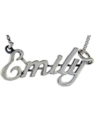 Sterling Silver EMILY Name Necklace 3/8 inch, 17 inches long