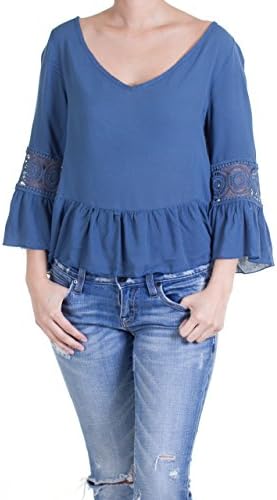 Jasper Plum Women's Judith Boho Macrame Lace Blouse Teal S