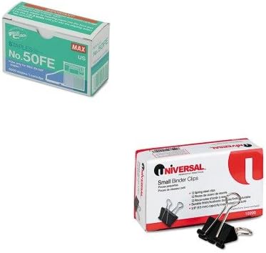 KITMXB50FEUNV10200 - Value Kit - Max USA Corp Staple Cartridge for EH-50F Flat-Clinch Electric Stapler (MXB50FE) and Universal Small Binder Clips (UNV10200)
