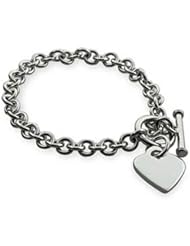 Sterling Silver Heart Tag Bracelet