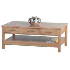Oak 3 Draw Living Room Coffee Table With Storage Space