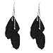 ABC® Bohemian Handmade Vintage Feather Long Drop Earrings (Black)