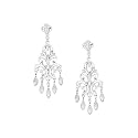 14K White Gold ''Diamond Cut'' Chandelier Earrings