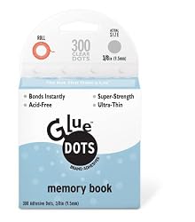 Glue Dots 3/8-Inch Memory Dot Roll, 300-Clear Dots