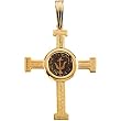 14K Yellow Gold Cross Pendant with Widow's Mite Coin - 40.00x31.25mm