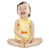 （ワボーズ） Waboatsベビー夏の可愛いダック　蝶結び ノースリーブ　キッズ　綿 ベビーロンパース 半袖 カジュアル ベビーカバーオール 6月-3歳 ダック 100