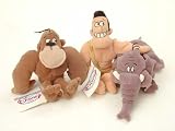 Retired Disney George of the Jungle Doll Set with 8" George Tarzan Doll, 8" Shep Elephant Doll, and 8" Ape Plush Bean Bag Dolls Mint with Tags