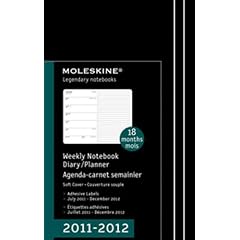 Wochennotizbuch 2012, 13x21 cm, weicher Einband, schwarz: Wochenkalender-Notizbuch Juli 2011 - Dezember 2012