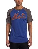 MLB Men's New York Mets Darryl Strawberry Legacy Of Champions Short Sleeve Crew Neck Overdyed Ringer Tee (Deep Royal Heather/Ath Gray Heather, X-Large)