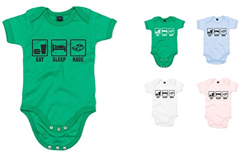 Eat Sleep Race, Printed Baby Grow