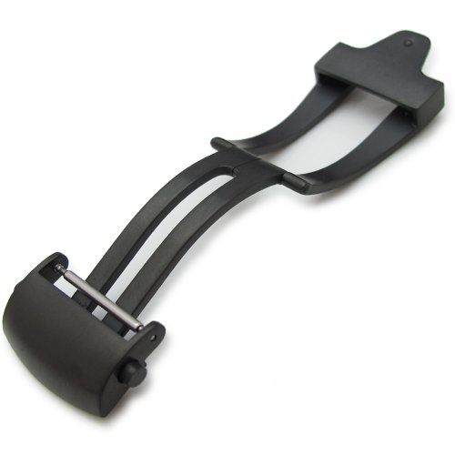 20mm Deployment Buckle / Clasp 316L Solid Stainless Steel for Leather Watch Strap (PVD Black)