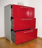 Highboard Kommode Schrank HC3 Alu Hochglanz Rot mit 3 Schubladen