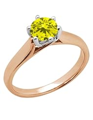 0.80 Ct Round Canary SI1/SI2 Diamond 18K Rose Gold Ring