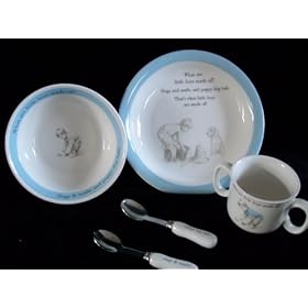 Baby Boy Ceramic Bowl/Plate/Spoon/Fork/Mug Gift Set