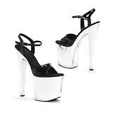 821-CHROME, 8 Heel Chrome Sandal in Black or Clear by Ellie Shoes at Shoes by EHH