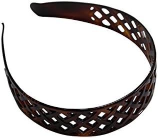 Parcelona French Light Weight Weave Pattern Celluloid Tortoise Shell Head Band - 1.25 Inches Wide