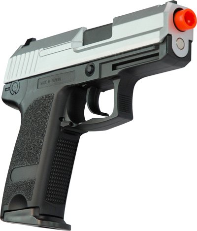 TSD Model 166 Short Metal Full Auto Blowback Airsoft Pistol - Two Tone
