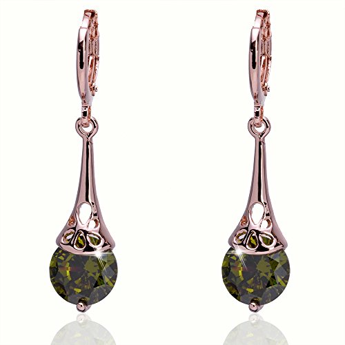 Julycoffee 18k Gold Plated Fashional Green Crystal Dangle Earrings Jewelry Cb1139