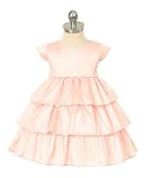 New Poly Dupioni Triple Tiered Flower Girl Dress Pink or Ivory 6M to 24M