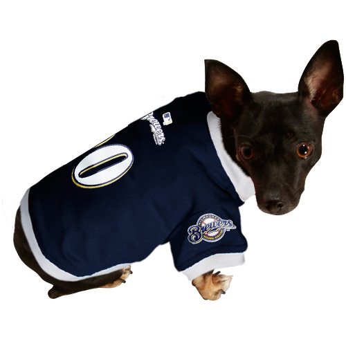 Milwaukee Brewers Navy Blue Mesh Pet Jersey (X-Large)