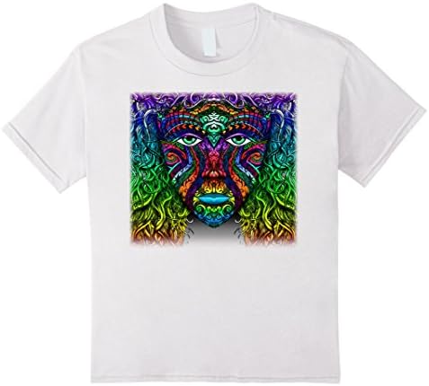Kids Colorful Hand Drawn Art Zen Doodle Female Face Wild Tshirt 10 White