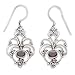 Sterling Silver Oxidized Ornate Garnet Earrings title=