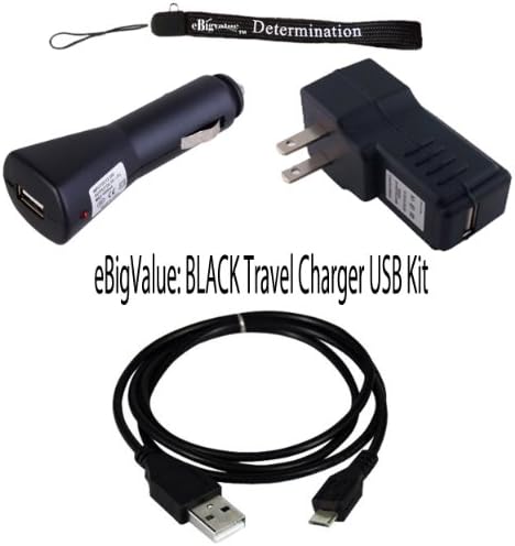 USB Car Charger, USB Wall Home / Travel Charger, Earphones, and USB Data Sync Cable For Nook Color Wireless Reading Device, Wi-Fi, 6-Inch Display Latest Generation + includes a Determination Hand Strap