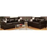Bobkona Soft-Touch Bonded Leather Match 2-Piece Sofa Set, Espresso