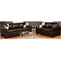 Bobkona Soft-Touch Bonded Leather Match 2-Piece Sofa Set, Espresso