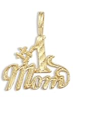 # 1 Mom Pendant 14k Yellow Gold Charm Mothers Day
