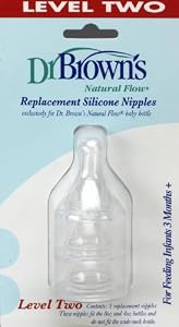 Dr. Brown's Natural Flow Level 2 Standard Nipple, 3 Pack