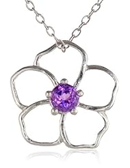 Sterling Silver Gemstone Open Flower Pendant Necklace 18"