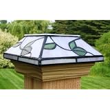 Solar LED Tiffany-Style Delicate Leaf Light 4 x 4 Post Caps for Bridges, Fences, Decks,...