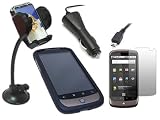 iTALKonline CAR DRIVE Pack BLACK Hard HYBRID Case/Cover/Skin, LCD Screen/Scratch Protector, In Car Charger, In Car Holder For HTC Google Nexus One