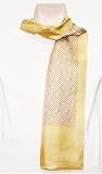 Twilled Brown Ornamental Print on Gold - Silk Mens Scarf 10.5x62