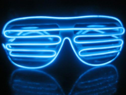 Light Up El Wire shutter glasses(Black+Blue) , --Battery Powered