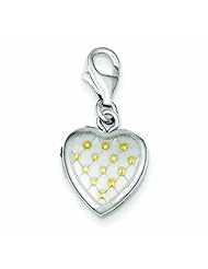 Genuine .925 Sterling Silver Gold-Plated Patterned Lobster Clasp 12mm Heart Locket 1.6 Grams. 100% Satisfaction Guaranteed.