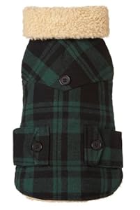Fab Dog Americana Classics Shearling Lined Wool Plaid Dog Jacket, Green, 12 Fab Dog Americana Classics Shearling Lined Wool Plaid Dog Jacket, Green, 12