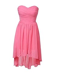 Strapless Sweetheart Chiffon Knee Length High-Low-Hem Bridesmaid Dress/Prom Dress/Wedding Party Dress 
