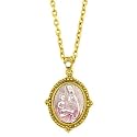 Madonna and Child Hand Enameled Gold Tone Necklace