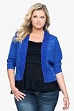 Torrid Plus Size Blue Lace Trim Open-Front Blazer