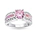 Bling Jewelry Pink Synthetic Opal Inlay October Birthstone Sterling Silver Ring