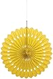 16" Yellow Tissue Paper Decorative Fan