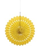 16" Yellow Tissue Paper Decorative Fan