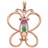 14K Rose Gold Butterfly Mothers Pendant - 4 Gemstone -- YOU CHOOSE THE COLORS!