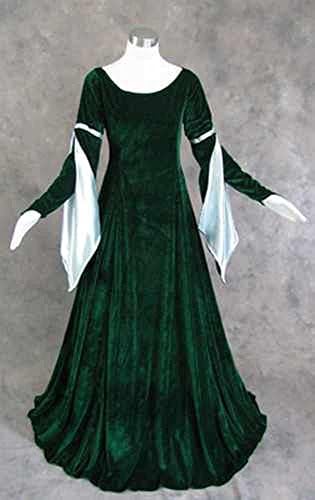 Artemisia Designs Medieval Renaissance Gown Dress Dark Green Poly Velvet Small